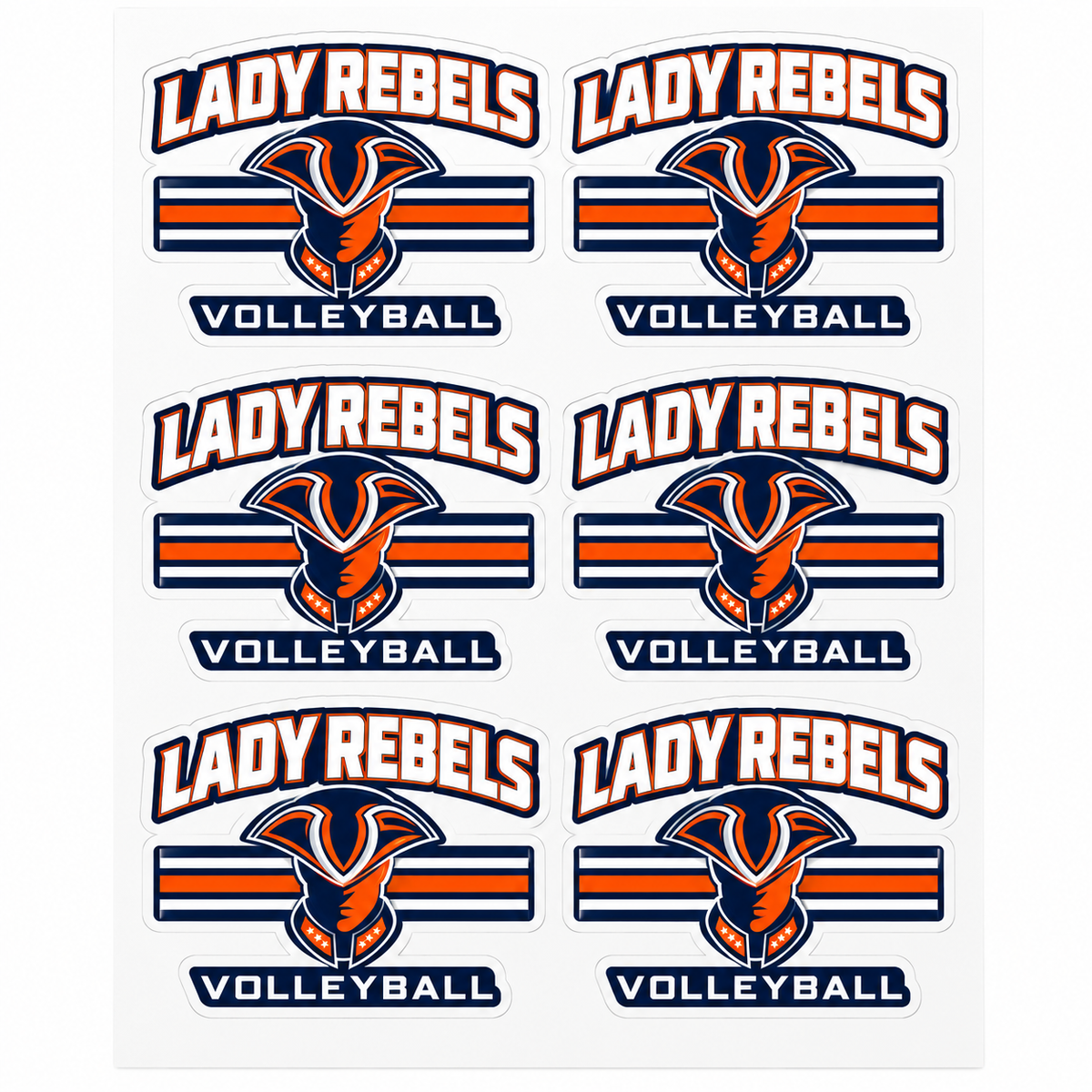 Lady Rebels Volleyball Mascot Six-Piece Sticker Pack front design