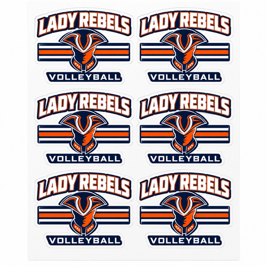 Lady Rebels Volleyball Mascot Six-Piece Sticker Pack front design