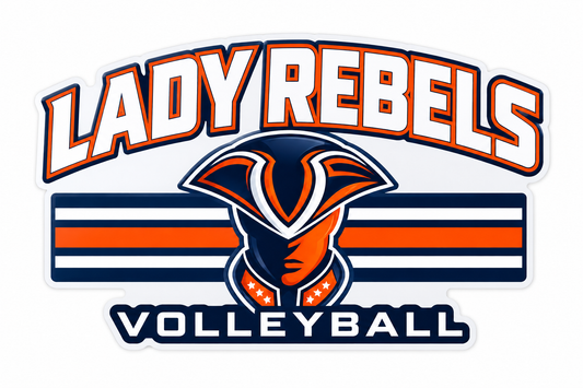 Lady Rebels Volleyball Mascot Bumper Sticker front design