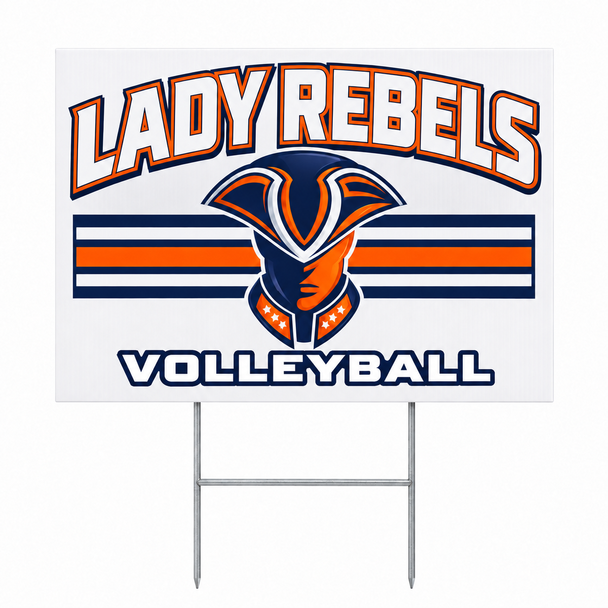 Lady Rebels Volleyball Mascot Yard Sign front design