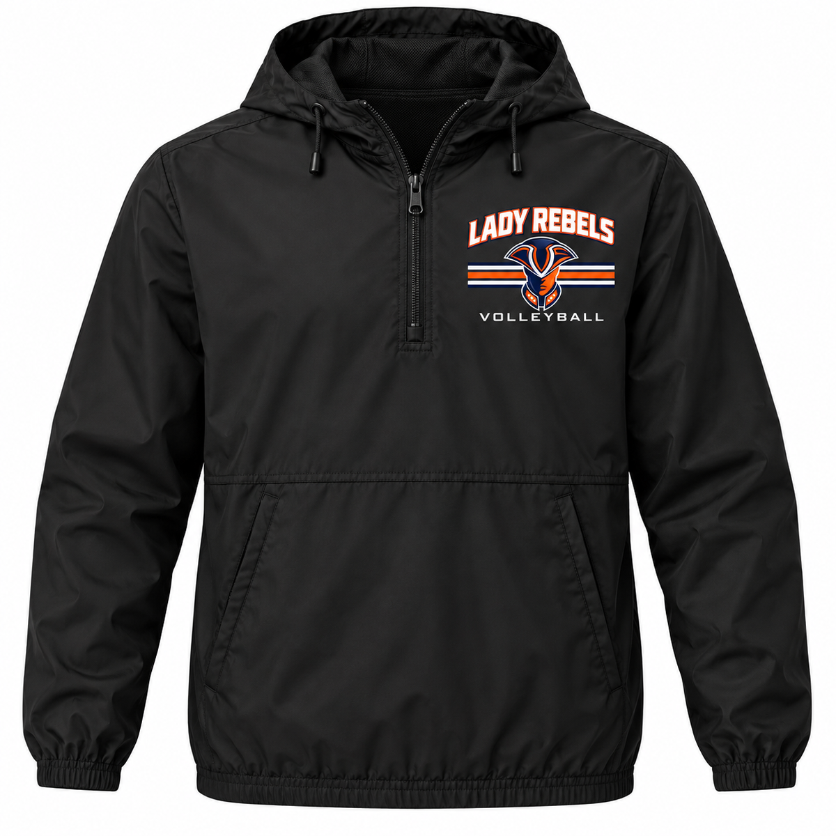 Lady Rebels Volleyball Mascot Pullover Windbreaker in Black