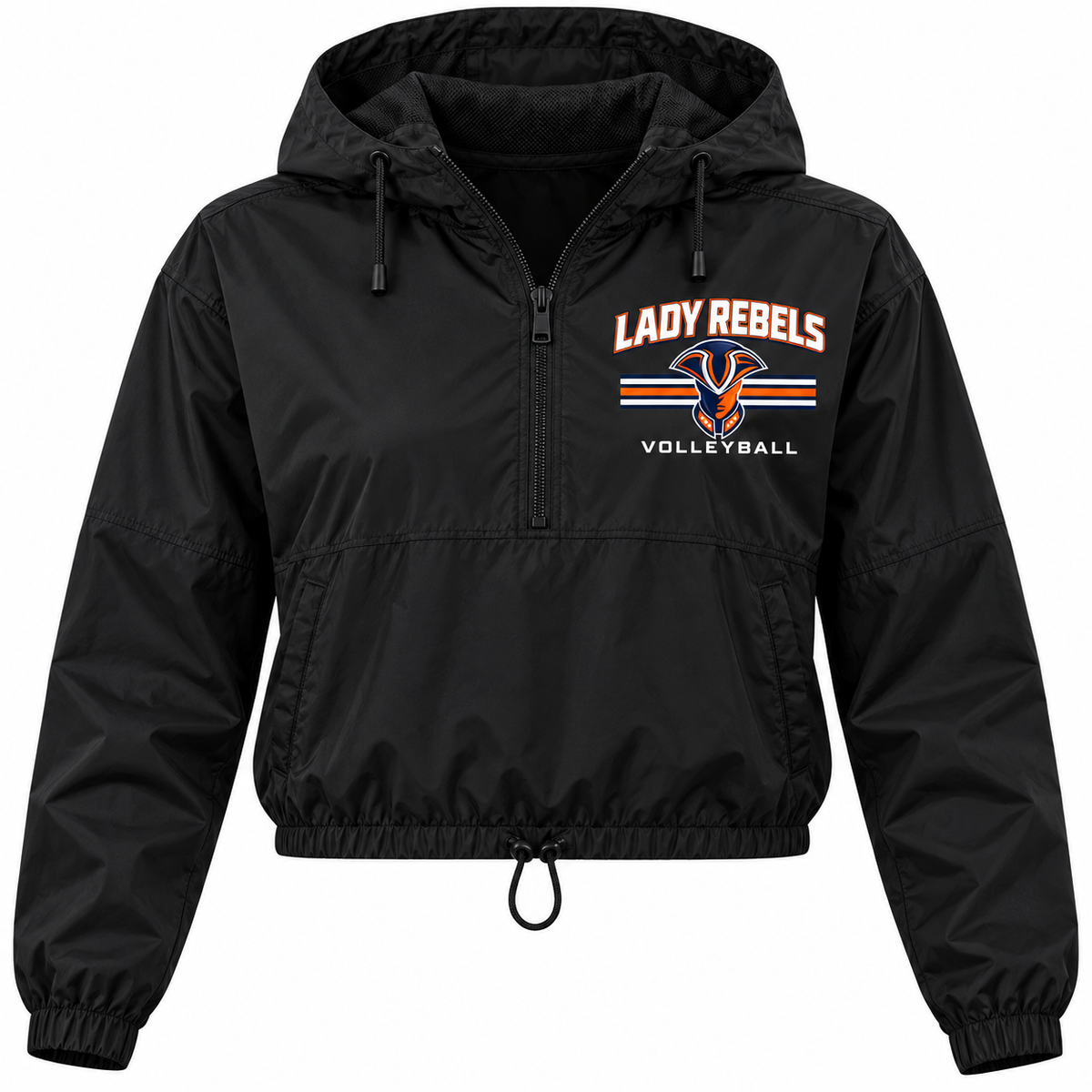 Lady Rebels Volleyball Mascot Cropped Windbreaker in Black