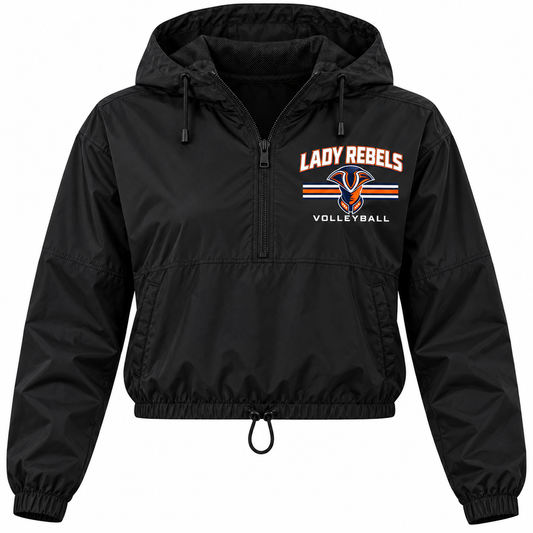 Lady Rebels Volleyball Mascot Cropped Windbreaker in Black