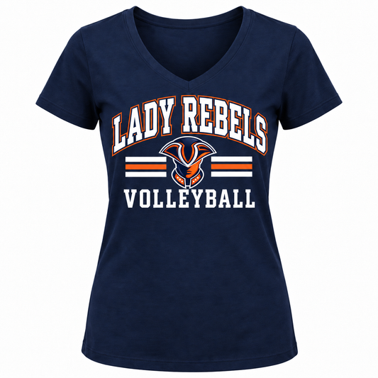 Lady Rebels Volleyball Collegiate Mascot Women's V-Neck T-Shirt