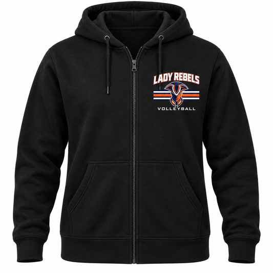 Lady Rebels Volleyball Mascot Full-Zip Hoodie in Black