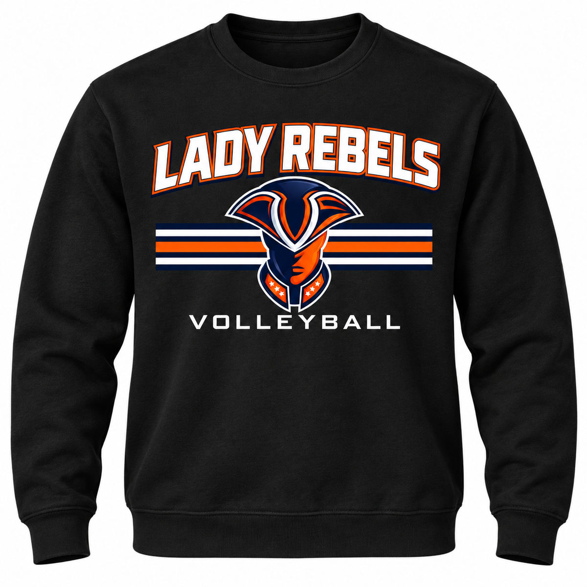 Lady Rebels Volleyball Mascot Crewneck Sweatshirt in Black