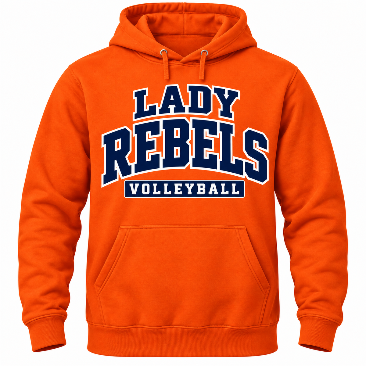 Lady Rebels Varsity Block Hoodie — Orange