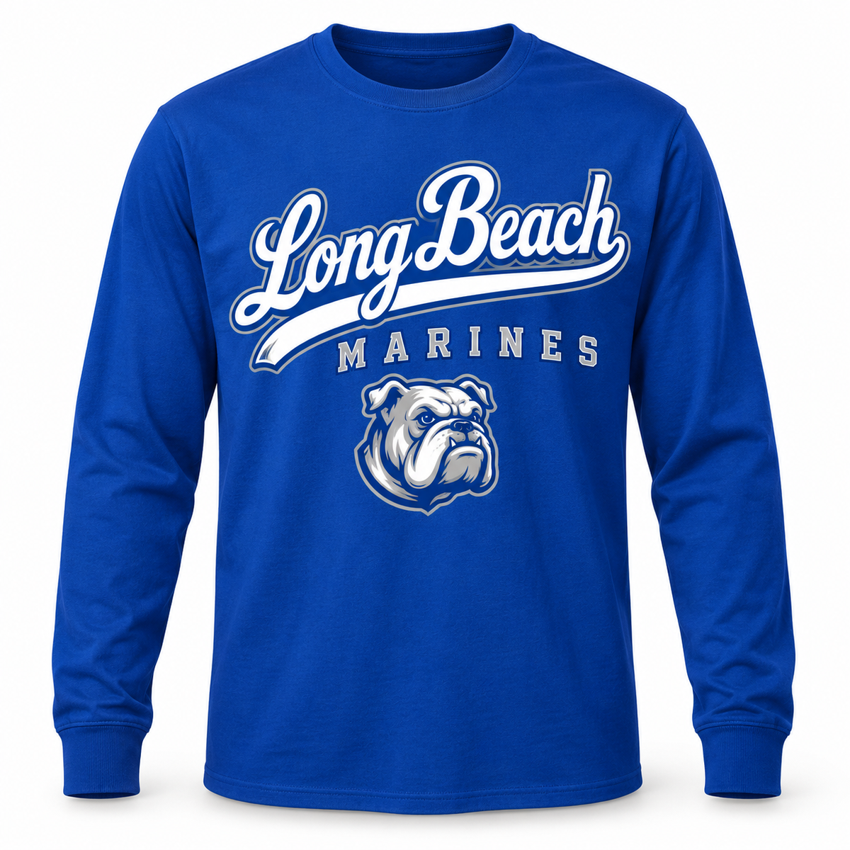 Long Beach Marines Ballpark Script Long Sleeve in Royal Blue