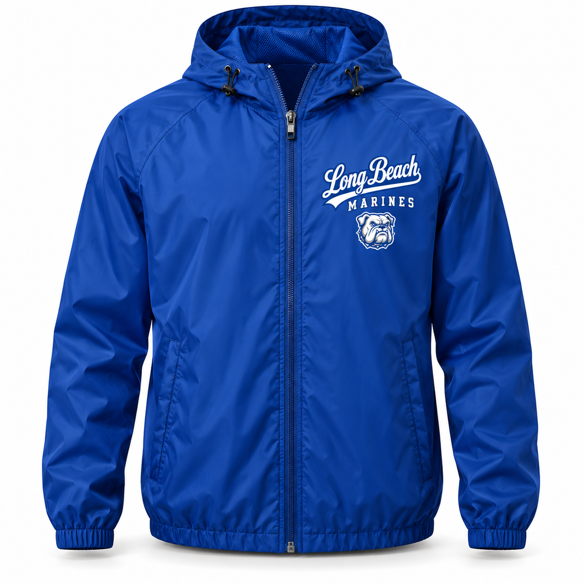 Long Beach Marines Ballpark Script Full-Zip Windbreaker in Royal Blue
