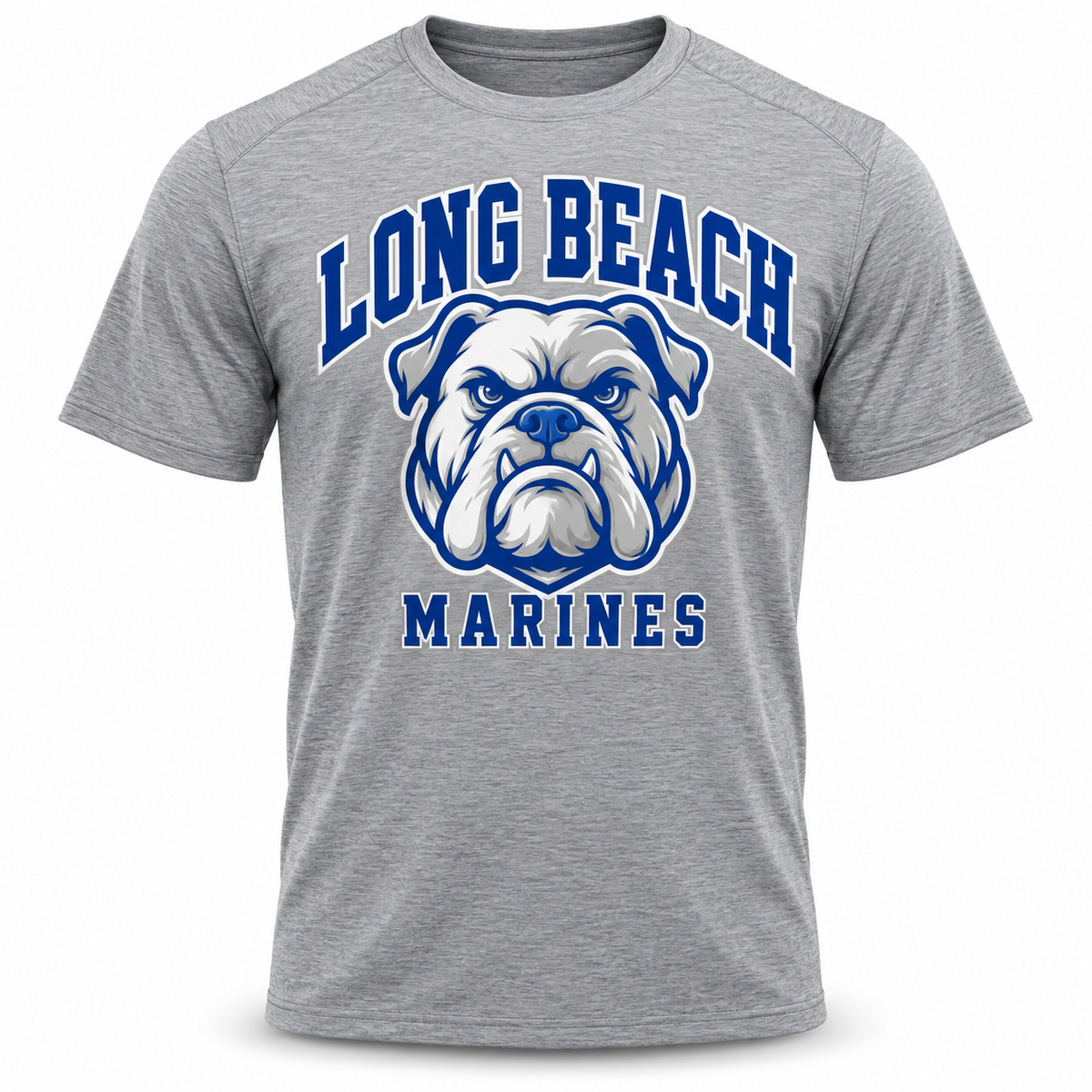 Long Beach Marines Mascot Crest Performance Tee in Heather Gray