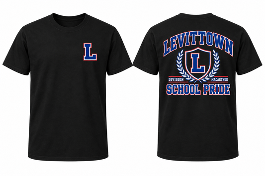 LEVITTOWN SCHOOL PRIDE black tee front and back