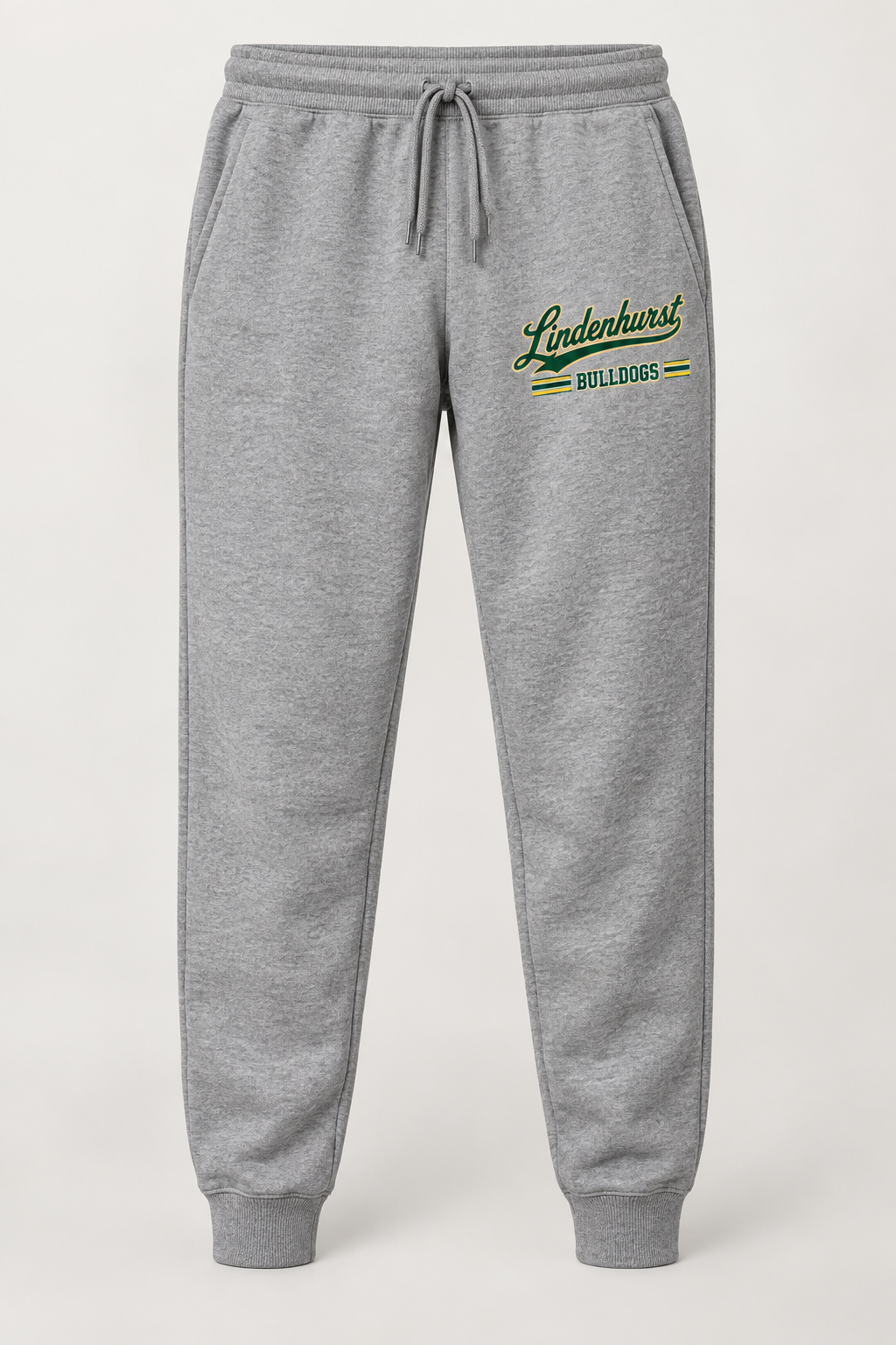 Lindenhurst Bulldogs Heritage Script Joggers in Heather Gray — front view