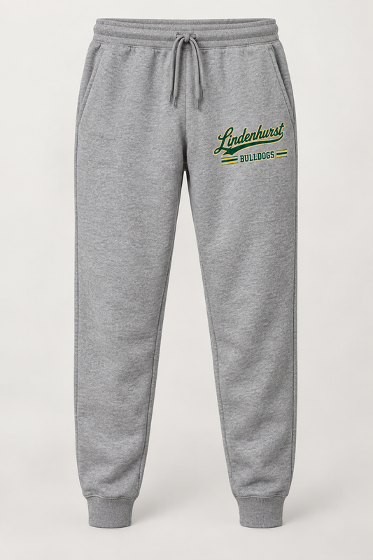 Lindenhurst Bulldogs Heritage Script Joggers in Heather Gray — front view
