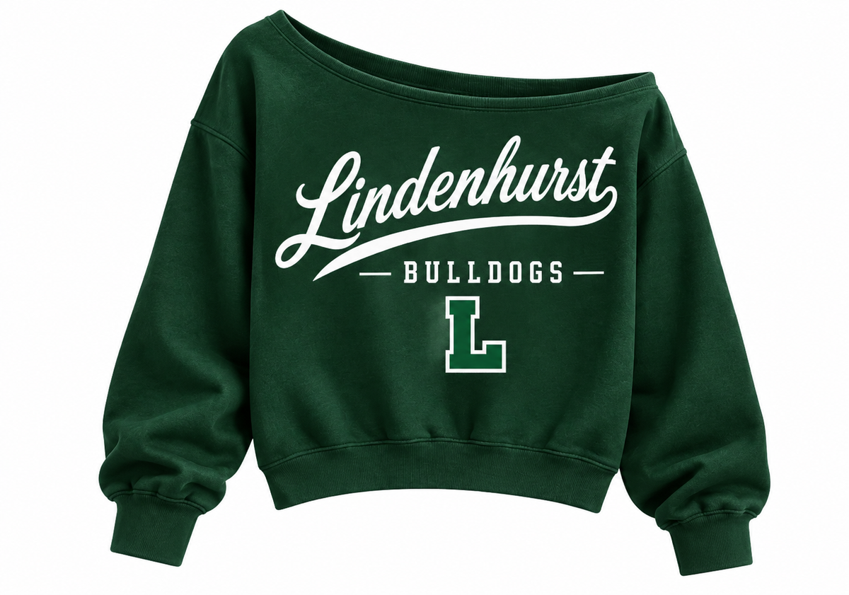 Lindenhurst Bulldogs Heritage Off-Shoulder and Baggy Sweatpants Set