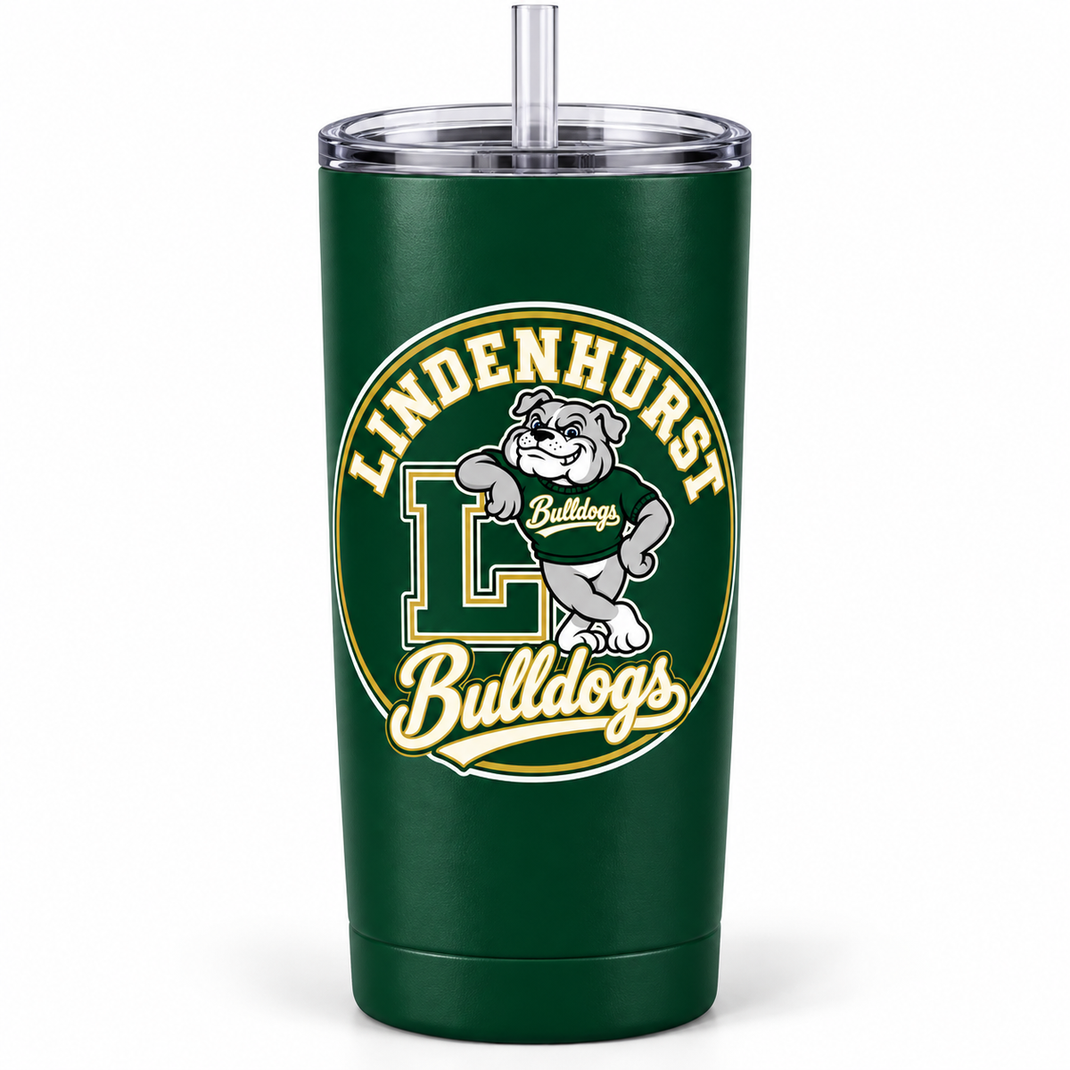Lindenhurst Bulldogs Circle 20 oz Tumbler Forest Green