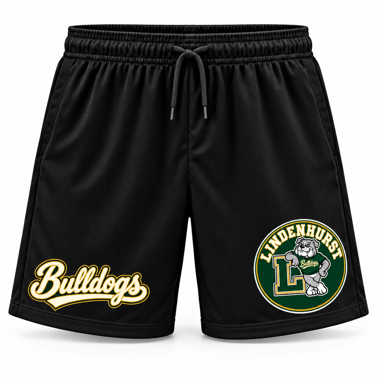Lindenhurst Bulldogs Circle Athletic Shorts Black