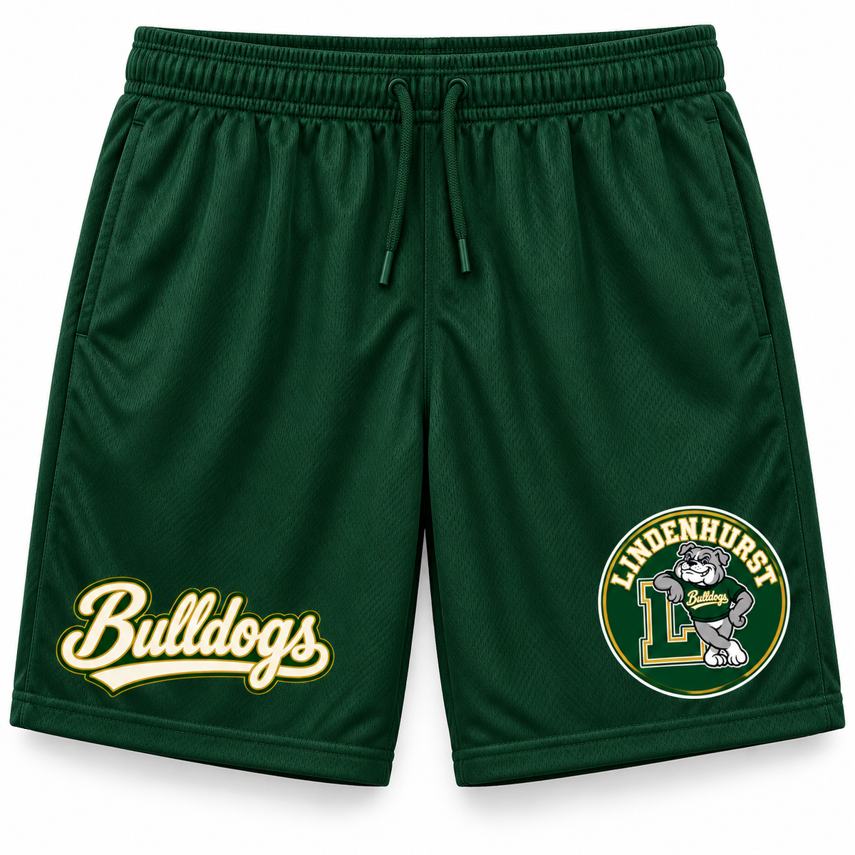 Lindenhurst Bulldogs Circle Athletic Shorts Forest Green