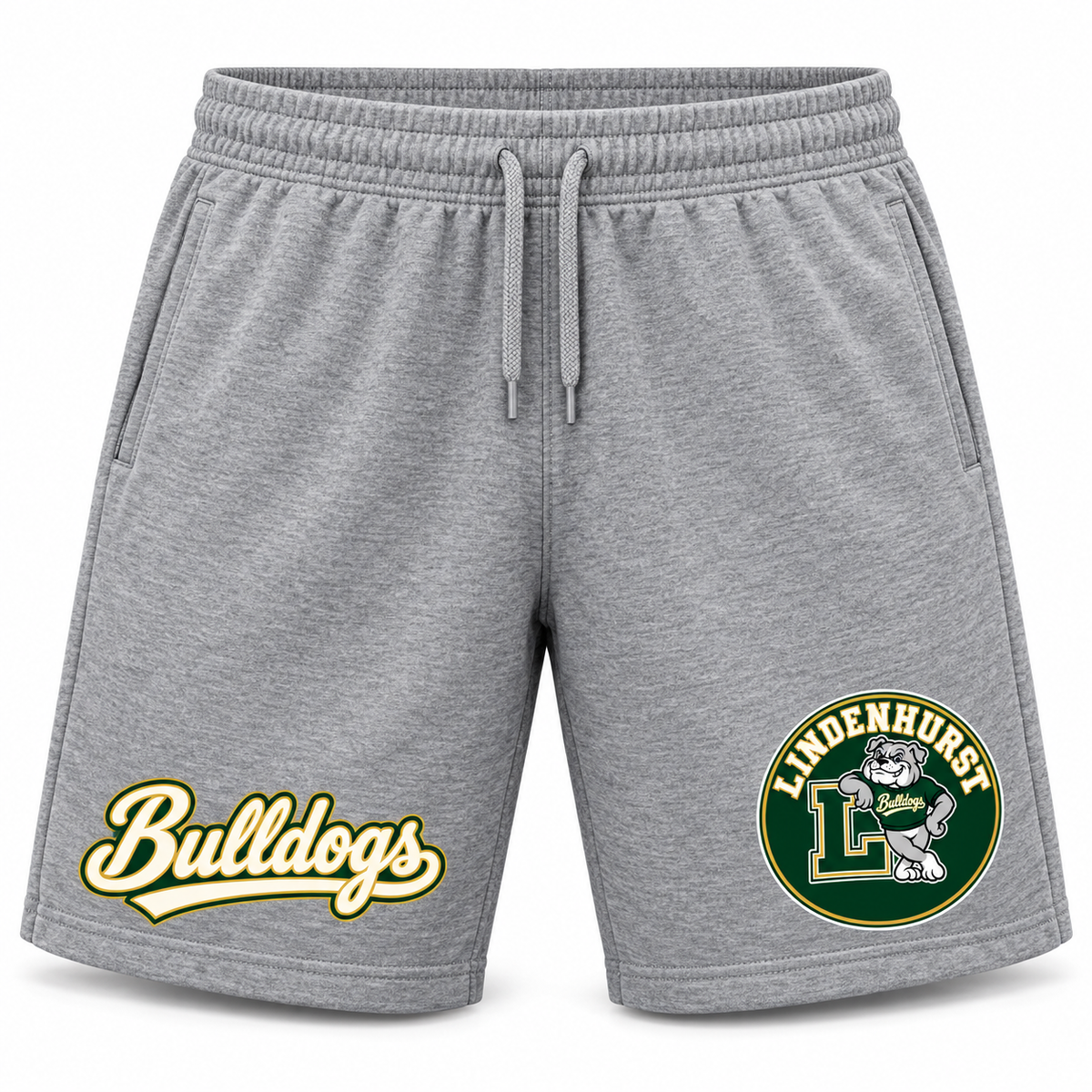 Lindenhurst Bulldogs Circle Athletic Shorts Heather Gray