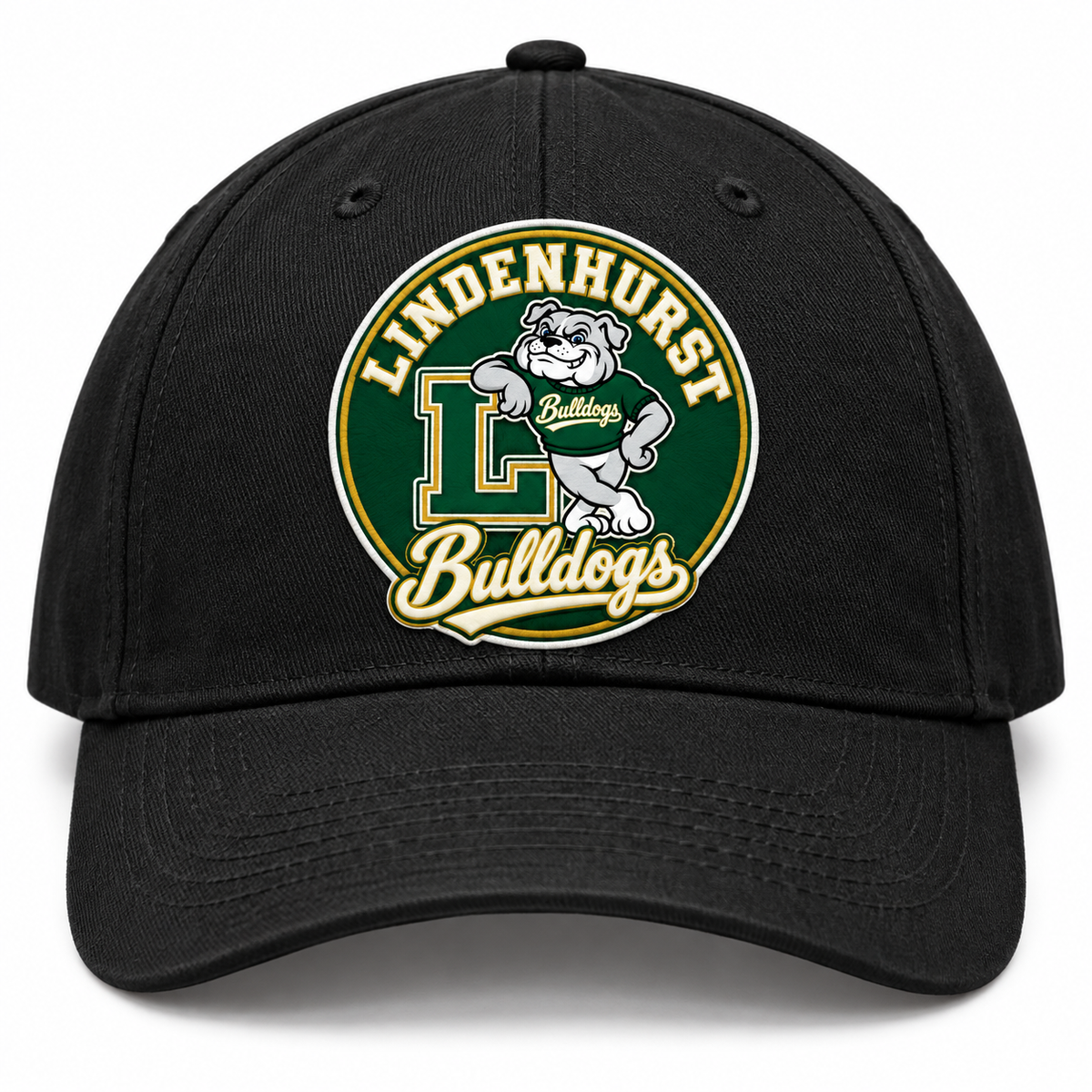 Lindenhurst Bulldogs Circle Baseball Cap Black