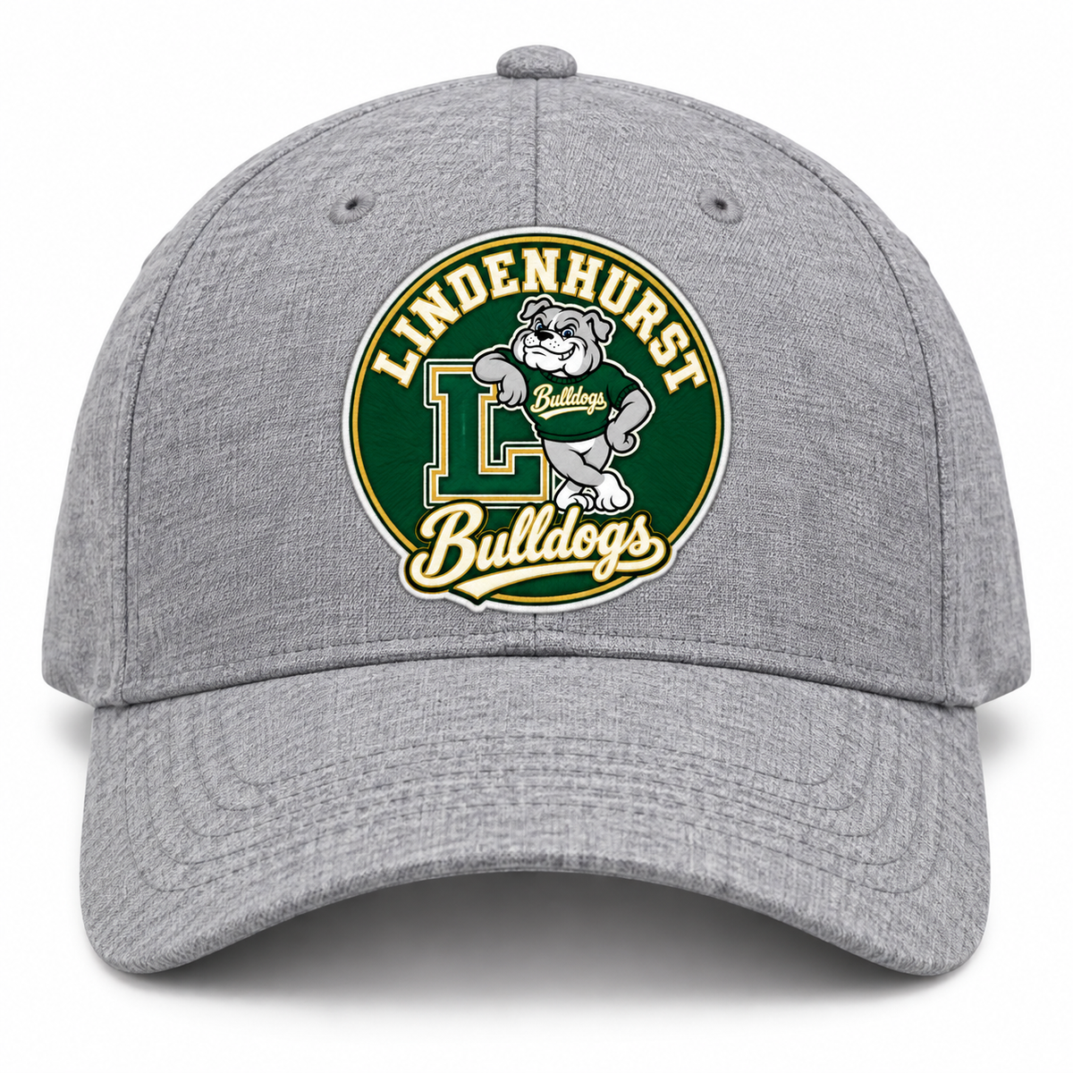 Lindenhurst Bulldogs Circle Baseball Cap Heather Gray
