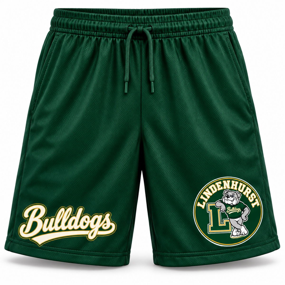 Lindenhurst Bulldogs Circle Basketball Shorts Forest Green