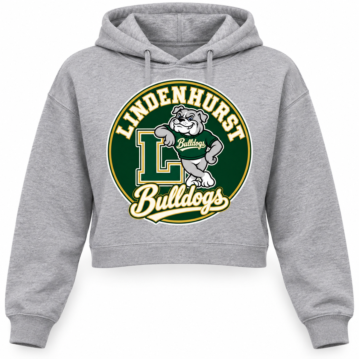 Lindenhurst Bulldogs Circle Crop Hoodie Heather Gray