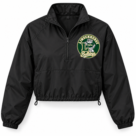 Lindenhurst Bulldogs Circle Crop Quarter-Zip Windbreaker Black
