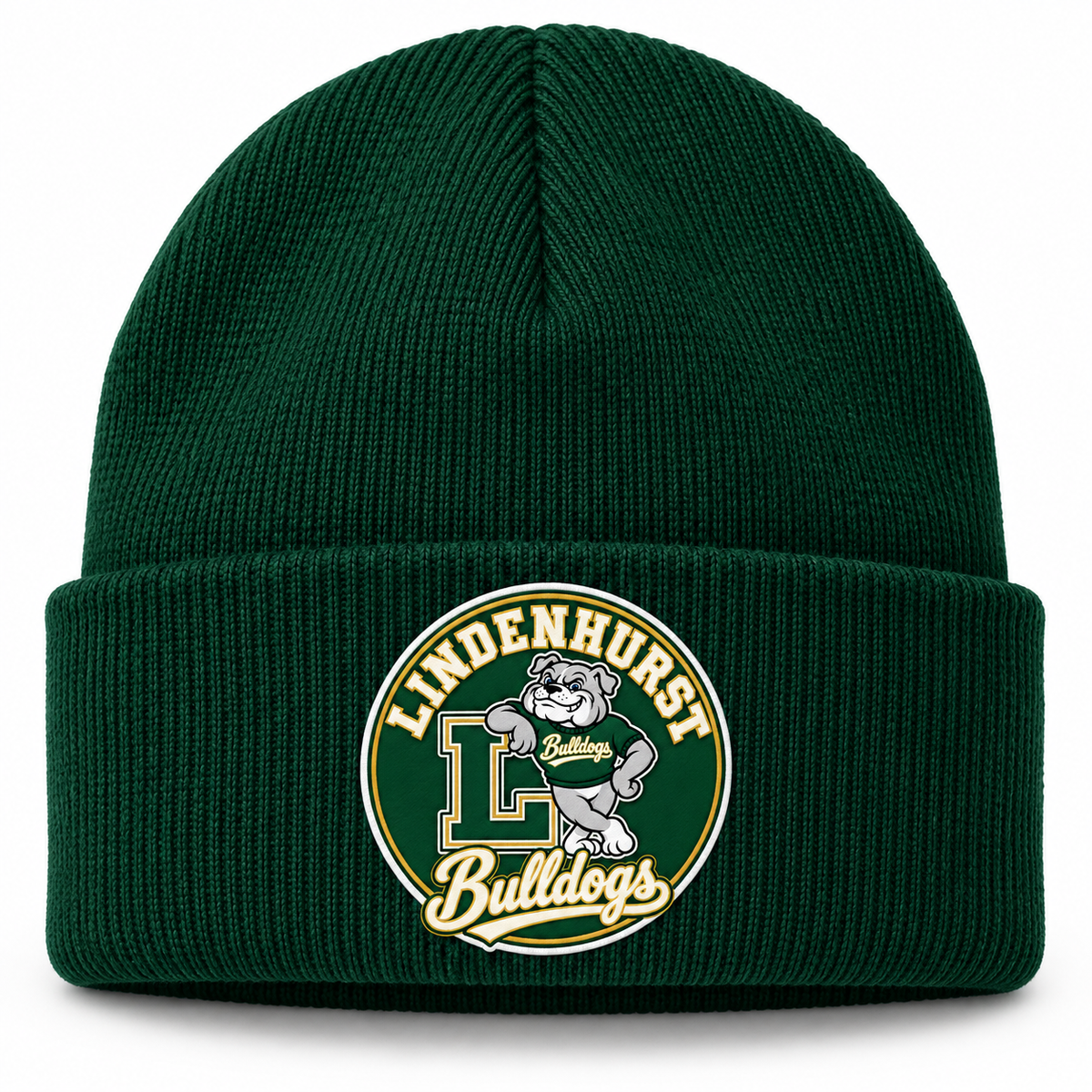 Lindenhurst Bulldogs Circle Cuffed Beanie Forest Green