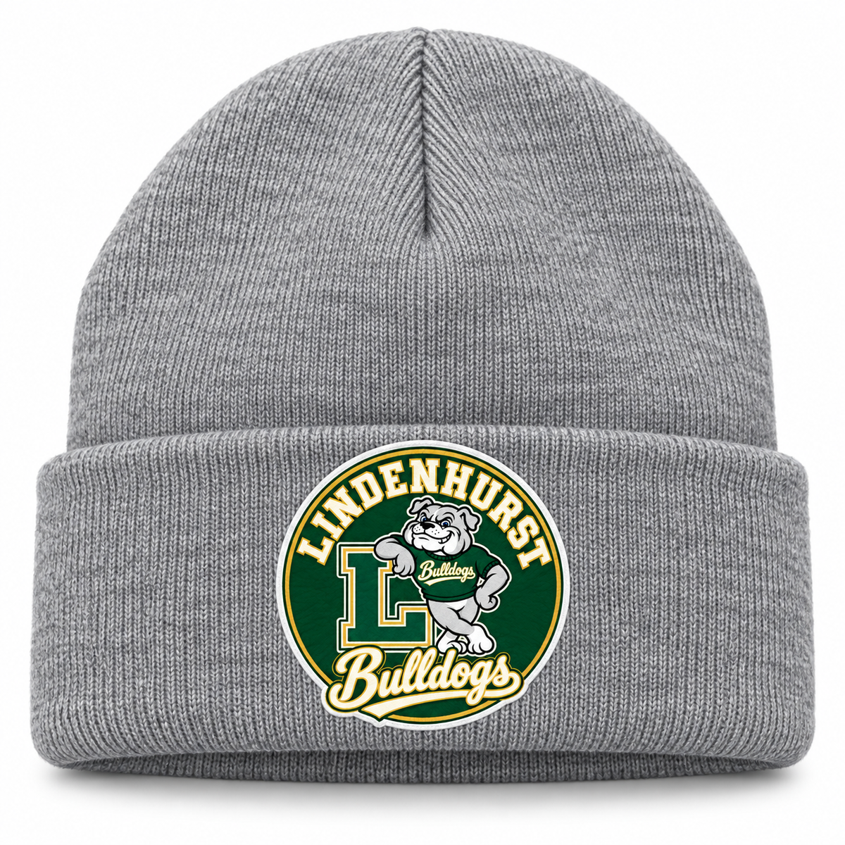 Lindenhurst Bulldogs Circle Cuffed Beanie Heather Gray