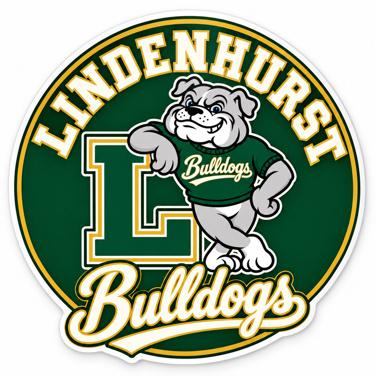 Lindenhurst Bulldogs Circle Decal Full Color
