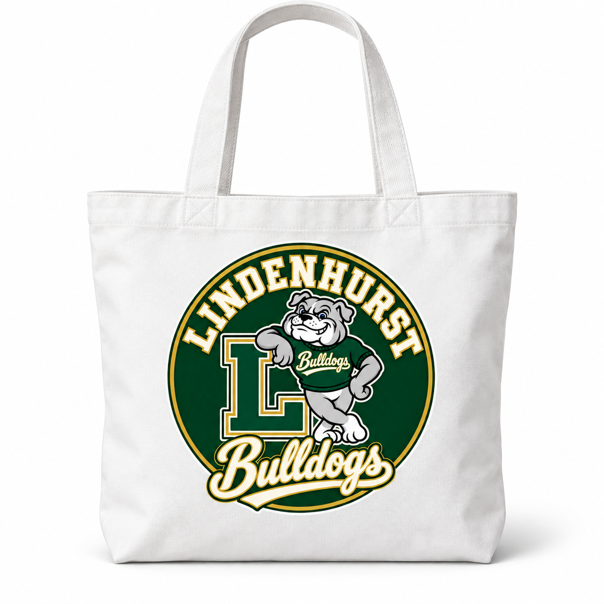 Lindenhurst Bulldogs Circle Everyday Tote White