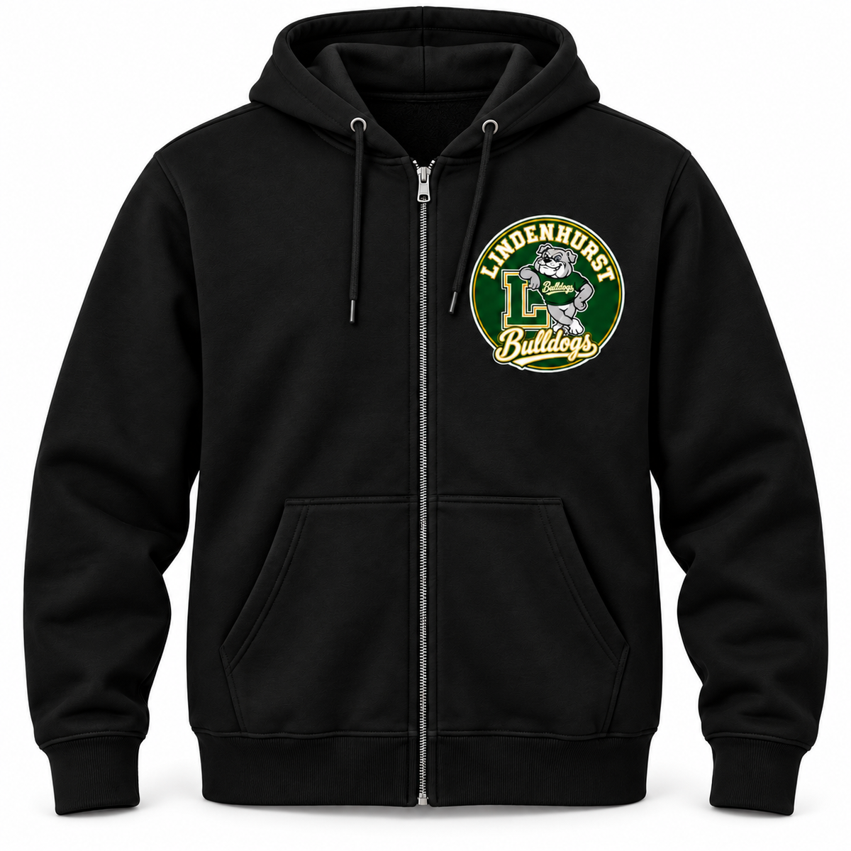 Lindenhurst Bulldogs Circle Full-Zip Hoodie Black