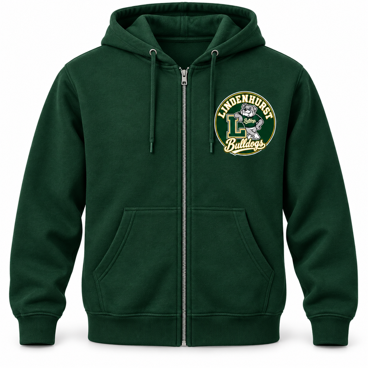 Lindenhurst Bulldogs Circle Full-Zip Hoodie Forest Green