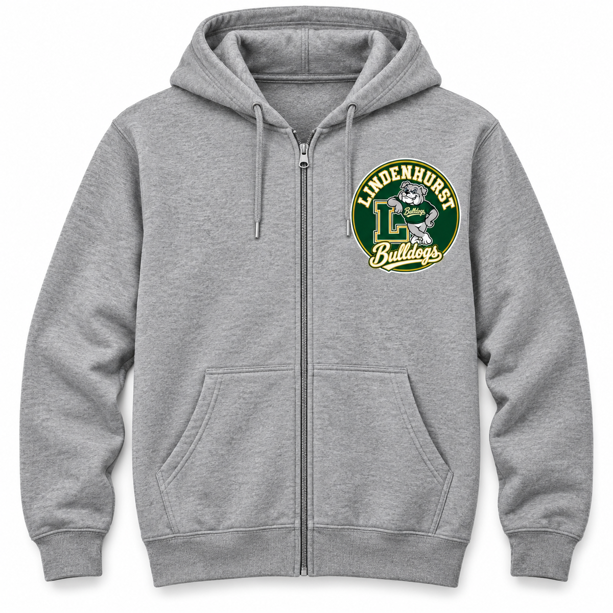 Lindenhurst Bulldogs Circle Full-Zip Hoodie Heather Gray