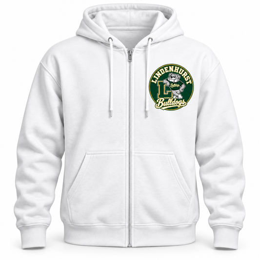Lindenhurst Bulldogs Circle Full-Zip Hoodie White