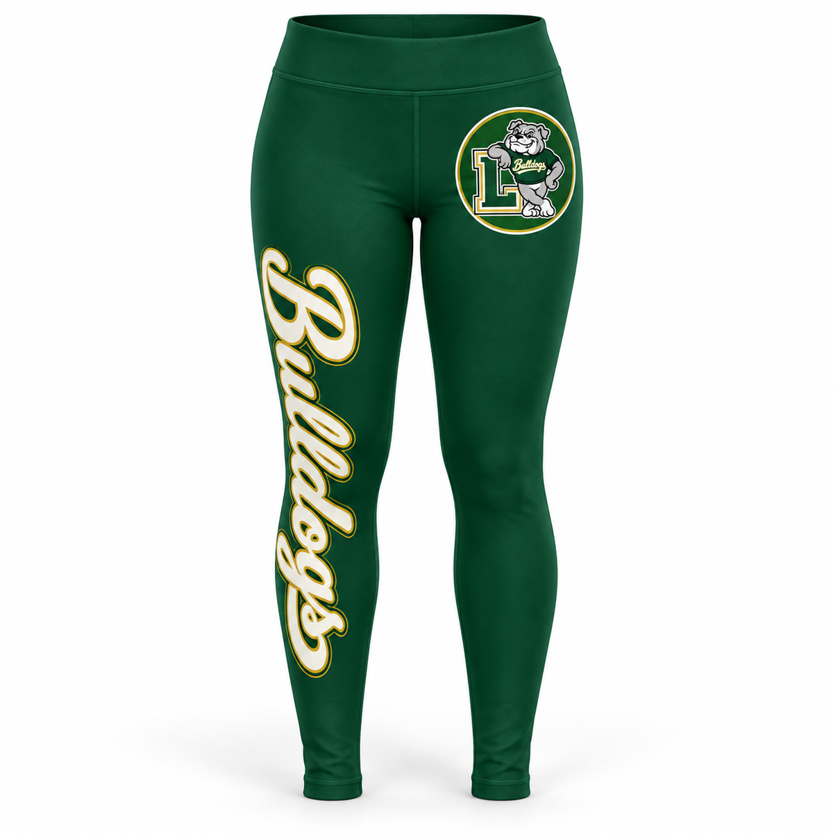 Lindenhurst Bulldogs Circle Leggings Forest Green
