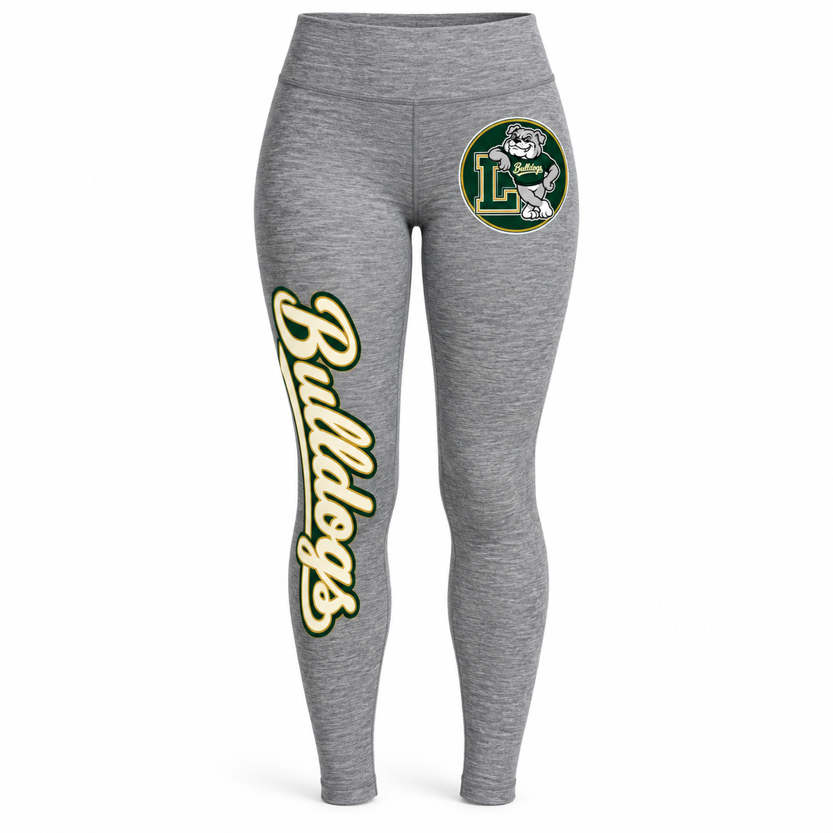 Lindenhurst Bulldogs Circle Leggings Heather Gray
