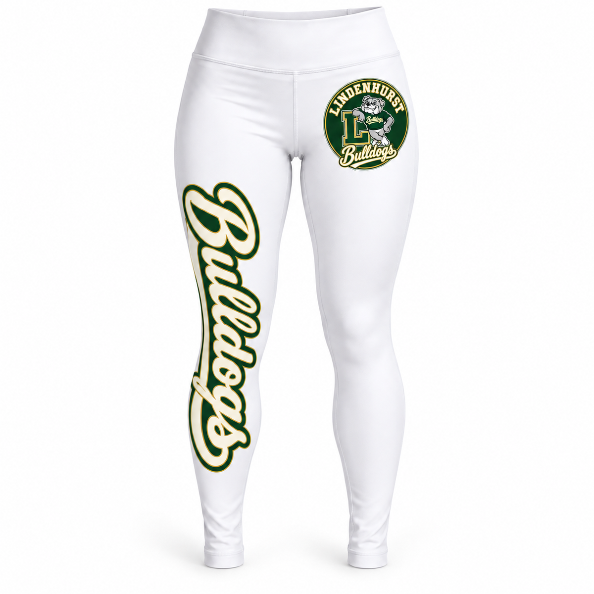 Lindenhurst Bulldogs Circle Leggings White