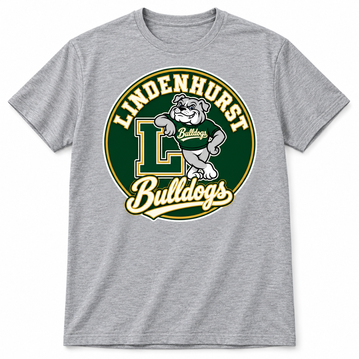 Lindenhurst Bulldogs Circle Mascot Tee Heather Gray