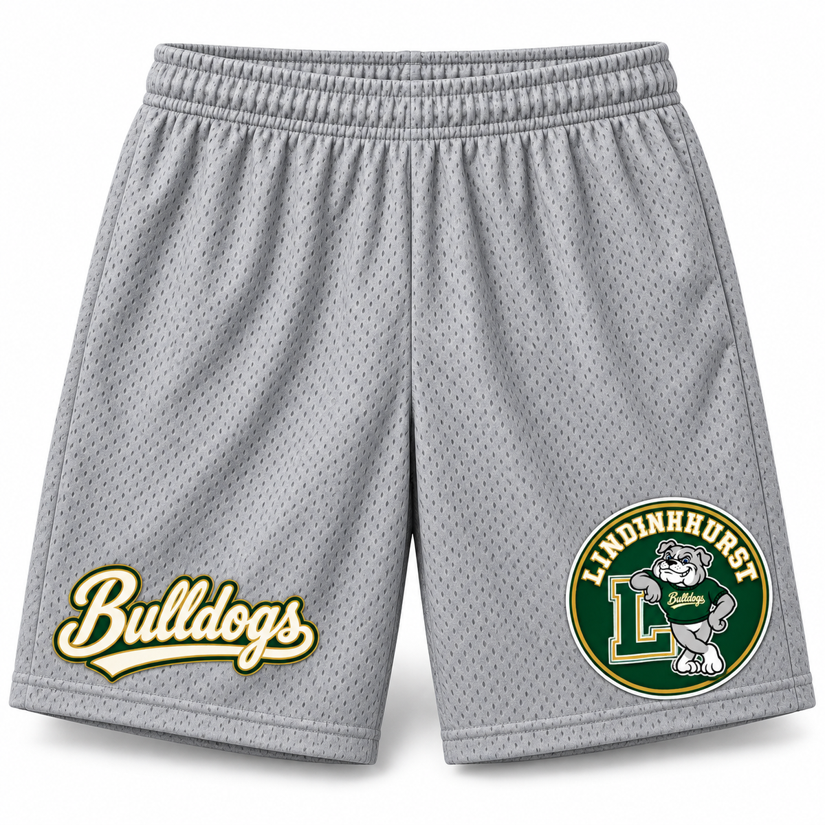 Lindenhurst Bulldogs Circle Mesh Jersey Shorts Heather Gray
