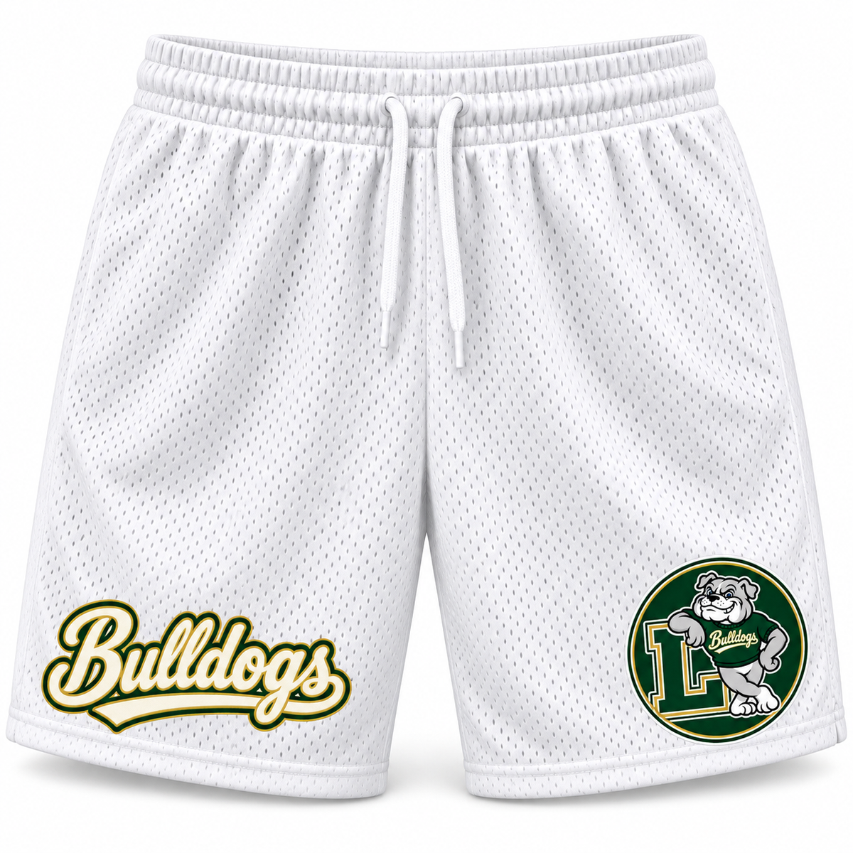 Lindenhurst Bulldogs Circle Mesh Jersey Shorts White