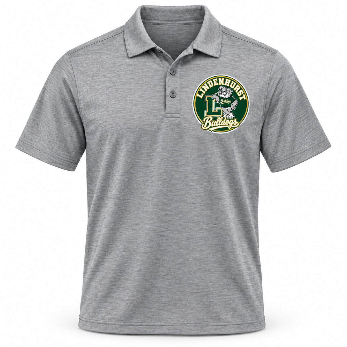 Lindenhurst Bulldogs Circle Performance Polo Heather Gray