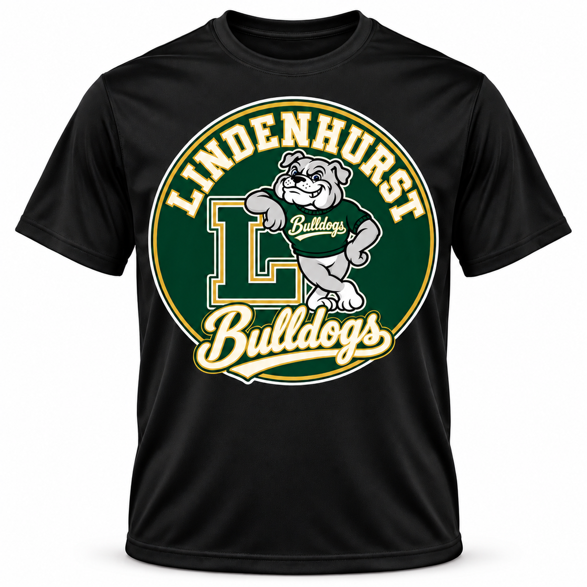 Lindenhurst Bulldogs Circle Performance Sport Tee Black