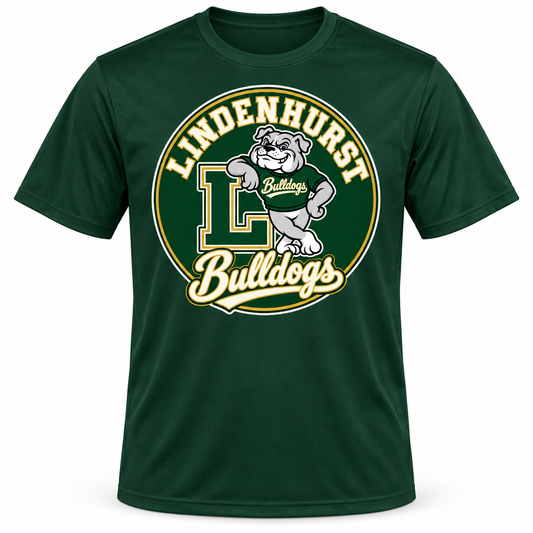 Lindenhurst Bulldogs Circle Performance Sport Tee Forest Green