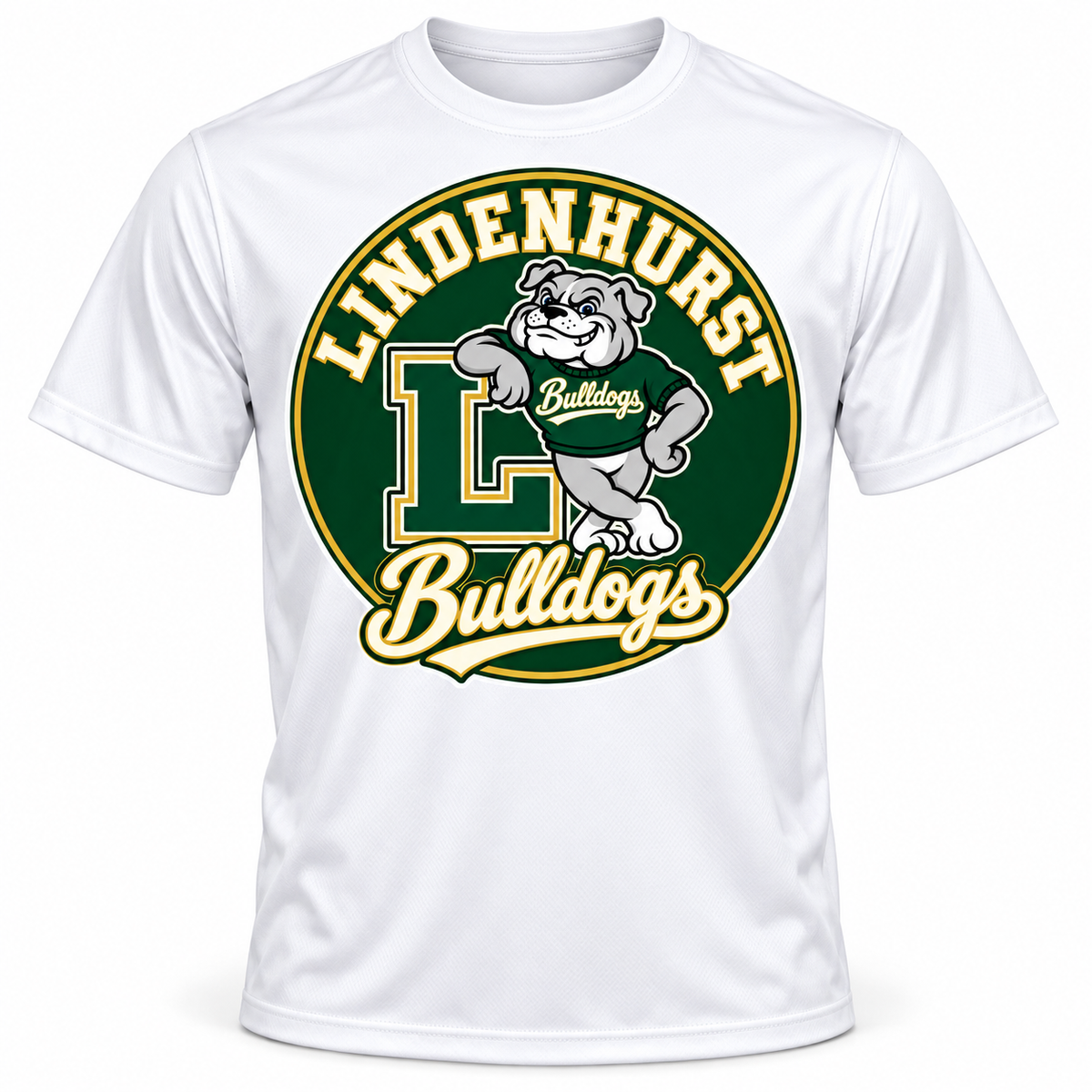 Lindenhurst Bulldogs Circle Performance Sport Tee White
