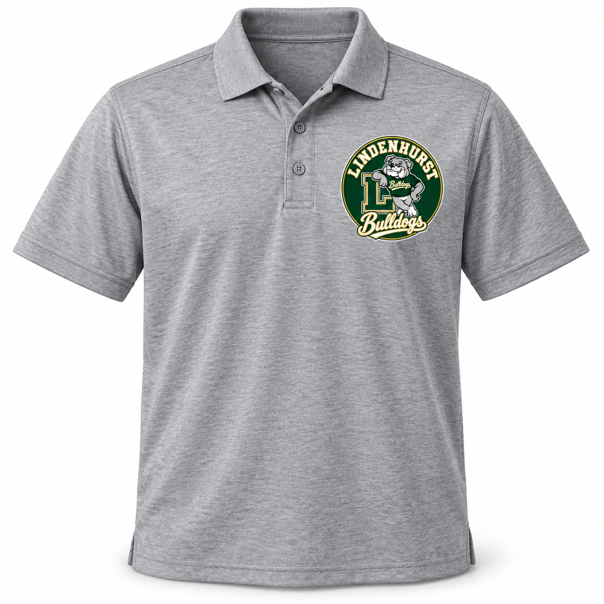 Lindenhurst Bulldogs Circle Polo Heather Gray