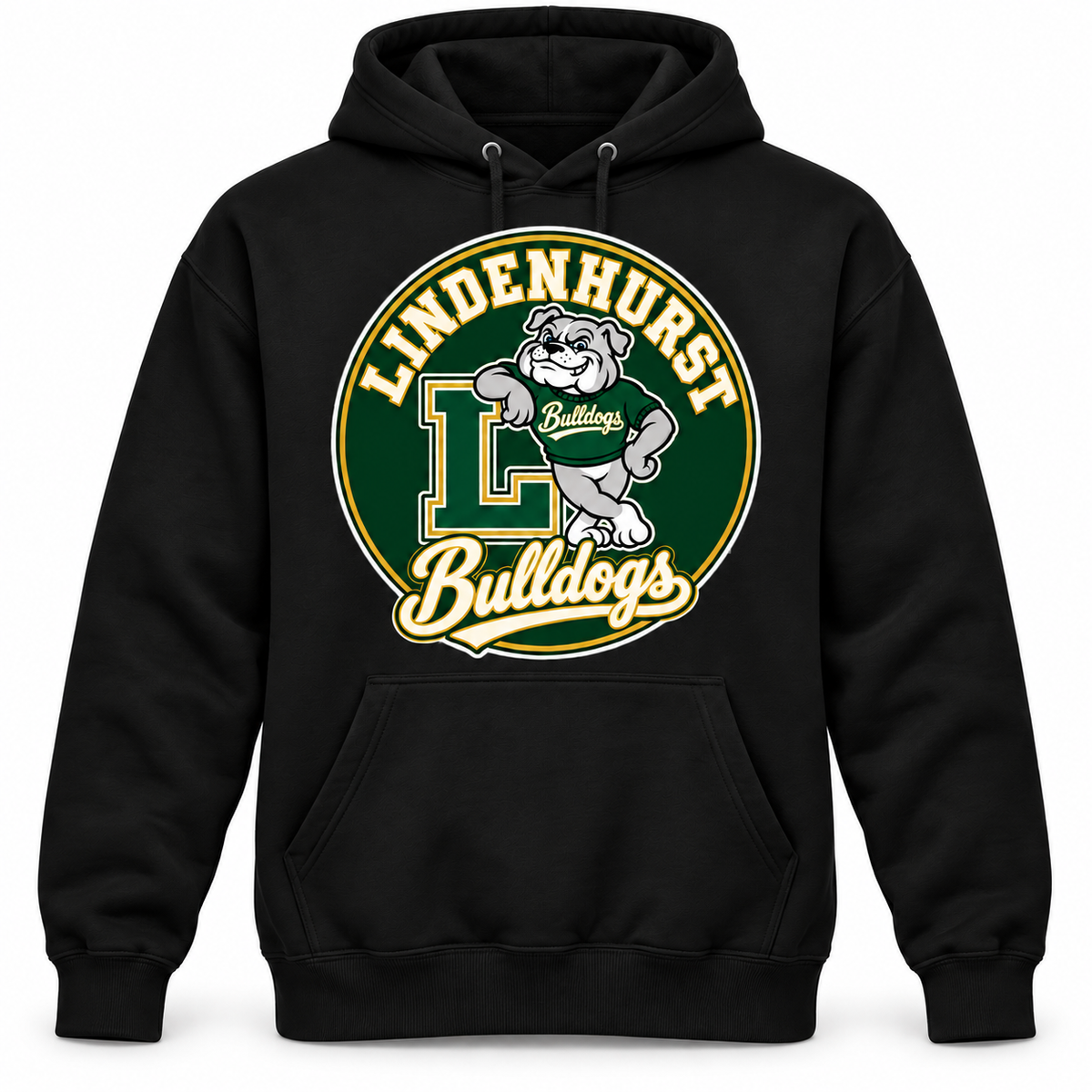 Lindenhurst Bulldogs Circle Pullover Hoodie Black
