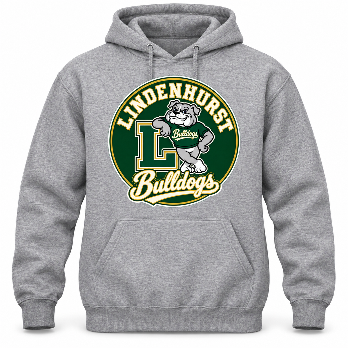 Lindenhurst Bulldogs Circle Pullover Hoodie Heather Gray