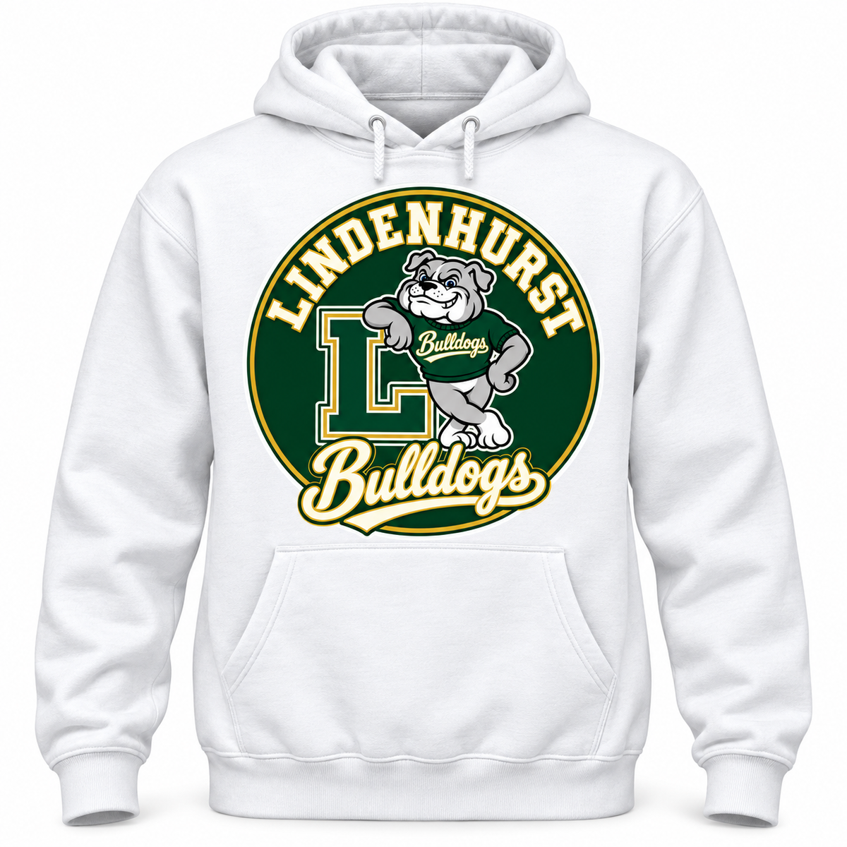 Lindenhurst Bulldogs Circle Pullover Hoodie White