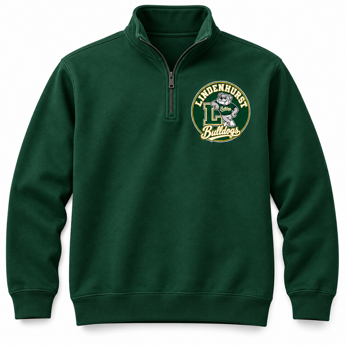 Lindenhurst Bulldogs Circle Quarter-Zip Pullover Forest Green